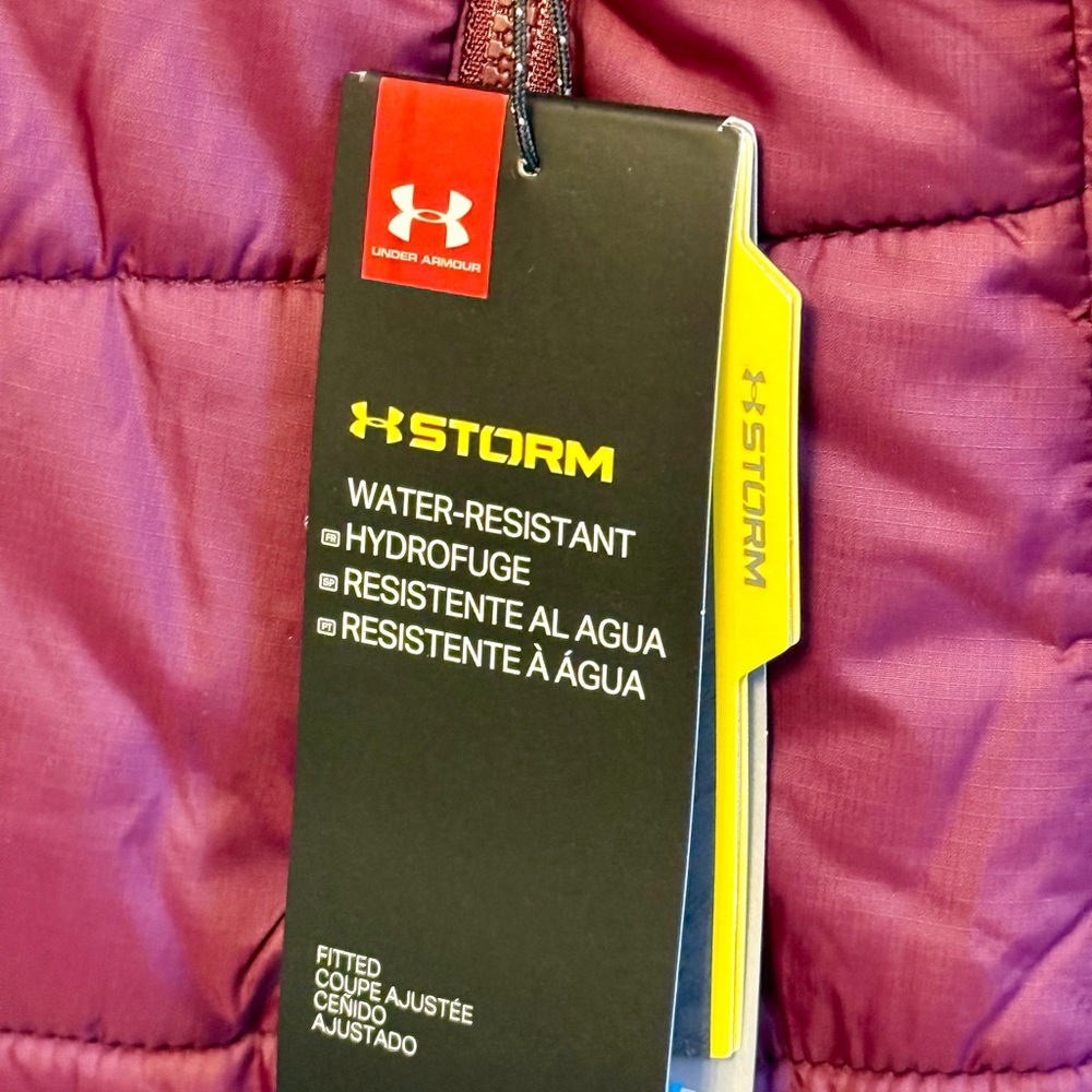 Under Armour Maroon and Peach Quilted Puffer Jacket Coat Women’s Winter Outdoor - Picture 5 of 9